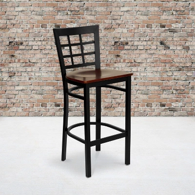 Flash Furniture Black Window Back Metal Restaurant Barstool 3 Flash Furniture Black Window Back Metal Restaurant Barstool
