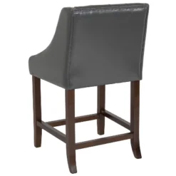 Flash Furniture Carmel Series 24" High Transitional Tufted Walnut Counter Height Stool With Accent Nail Trim -Flash Furniture GUEST 005d58b4 77b8 49d6 b31a 4a6c524f4bbd