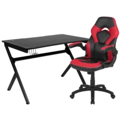 Flash Furniture Gaming Desk And Racing Chair Set With Cup Holder, Headphone Hook & 2 Wire Management Holes -Flash Furniture GUEST 0116e199 c111 4395 83de b75bbf29cc67