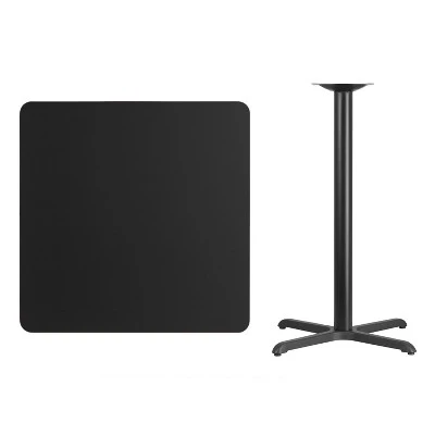Flash Furniture 36'' Square Black Laminate Table Top With 30'' X 30'' Bar Height Table Base 3 Flash Furniture 36'' Square Black Laminate Table Top With 30'' X 30'' Bar Height Table Base