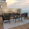 Flash Furniture Kierra Black All-Weather 4-Piece Woven Conversation Set With Gray Zippered Removable Cushions & Metal Coffee Table -Flash Furniture GUEST 028200fa ac39 4ae3 8f98 0917ec1059b3