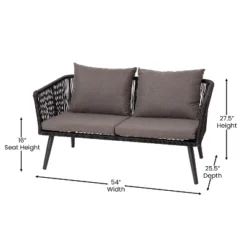 Flash Furniture Kierra Black All-Weather 4-Piece Woven Conversation Set With Gray Zippered Removable Cushions & Metal Coffee Table -Flash Furniture GUEST 02a46afc 1543 4e88 b18c 74893216083f
