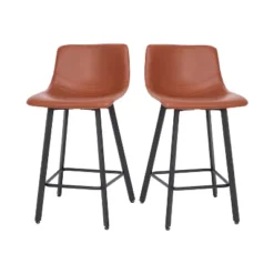 Flash Furniture Caleb Modern Armless 24 Inch Counter Height Stools Commercial Grade With Footrests And Matte Metal Frames, Set Of 2 -Flash Furniture GUEST 030ff337 ff68 4d6c 9181 a955c2db49f8