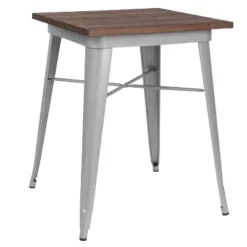Flash Furniture 23.5" Square Metal Indoor Table With Rustic Wood Top -Flash Furniture GUEST 035b65b3 30ec 4d0b b8ae ab21d027168b