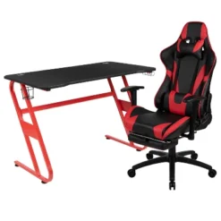 Flash Furniture Gaming Desk And Footrest Reclining Gaming Chair Set With Cup Holder And Headphone Hook -Flash Furniture GUEST 04430ef6 130f 4be9 9f0a f0784250a3d7