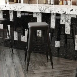 Flash Furniture Perry Poly Resin Wood Square Seat With Rounded Edges For Colorful Metal Barstools -Flash Furniture GUEST 04745a1a 6e8b 4753 aab5 8e38204a96ca