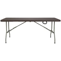 Flash Furniture 6-Foot Bi-Fold Brown Rattan Plastic Folding Table -Flash Furniture GUEST 052737fa fc05 49d8 9bc2 053fd7d6f6db