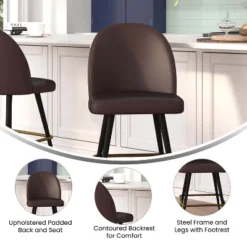 Flash Furniture Lyla Set Of 2 Commercial Modern Armless Counter Stools With Contoured Backrests, Steel Frames And Footrests-Set Of 2 -Flash Furniture GUEST 06f21a15 9196 4f43 9e45 d6bfac1c0bd6