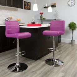 Flash Furniture Contemporary Vinyl Adjustable Height Barstool With Rolled Seat And Chrome Base -Flash Furniture GUEST 0870c881 dc6a 453a 994a af287c318005