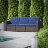 Flash Furniture Seneca Faux Rattan Sofa With All-Weather Cushions