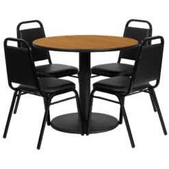Flash Furniture 36'' Round Laminate Table Set With Round Base And 4 Trapezoidal Back Banquet Chairs 10 Flash Furniture 36'' Round Laminate Table Set With Round Base And 4 Trapezoidal Back Banquet Chairs -Flash Furniture GUEST 08ff9366 ada9 4e48 b68e dedb85068385
