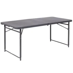 Flash Furniture 4-Foot Height Adjustable Bi-Fold Dark Gray Plastic Folding Table With Carrying Handle -Flash Furniture GUEST 0922bb0b f5d2 4c23 8d2d a84f7e7ec737
