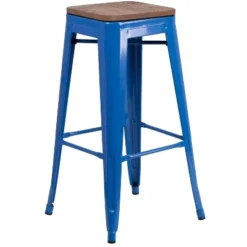 Flash Furniture 30" High Backless Metal Barstool With Square Wood Seat -Flash Furniture GUEST 0946d13e 7d2e 40df 9af7 e339850ebed1