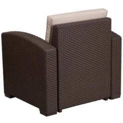Flash Furniture Chocolate Brown Faux Rattan Chair With All-Weather Beige Cushion 16 Flash Furniture Chocolate Brown Faux Rattan Chair With All-Weather Beige Cushion -Flash Furniture GUEST 099d2a0c f364 43a6 ab5f c0f518ce82cf