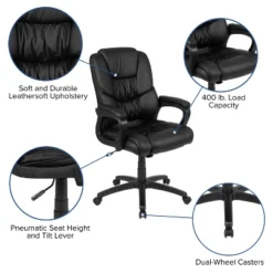 Flash Furniture Flash Fundamentals Big & Tall 400 Lb. Rated LeatherSoft Swivel Office Chair With Padded Arms -Flash Furniture GUEST 09e01c27 2e4a 45ed 8983 121596d933e5