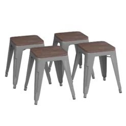 Flash Furniture 18" Backless Table Height Stool With Wooden Seat, Stackable Metal Indoor Dining Stool, Commercial Grade - Set Of 4 24 Flash Furniture 18" Backless Table Height Stool With Wooden Seat, Stackable Metal Indoor Dining Stool, Commercial Grade - Set Of 4 -Flash Furniture GUEST 0a29e904 a298 489f 8bbb bbcbc5f1e093
