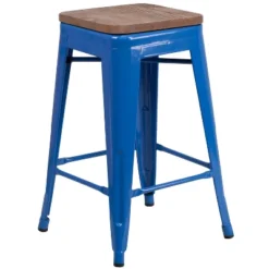 Flash Furniture 24" High Backless Metal Counter Height Stool With Square Wood Seat -Flash Furniture GUEST 0ba76c28 85e2 44b5 b5cb 710709e14de7