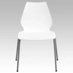 Flash Furniture HERCULES Series 770 Lb. Capacity White Stack Chair With Lumbar Support And Silver Frame -Flash Furniture GUEST 0c234e8d b403 4835 9b6a 4c3d97918913