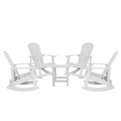 Flash Furniture Set Of 4 Savannah All-Weather Poly Resin Wood Adirondack Rocking Chairs With Side Table -Flash Furniture GUEST 0c7d2453 ce83 4d49 9112 c03f37eee043