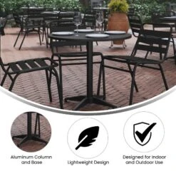 Flash Furniture Lila 31.5'' Round Aluminum Indoor-Outdoor Table Set With 4 Slat Back Chairs -Flash Furniture GUEST 0df794b8 0009 4ce3 9be0 727bcaefa6a1