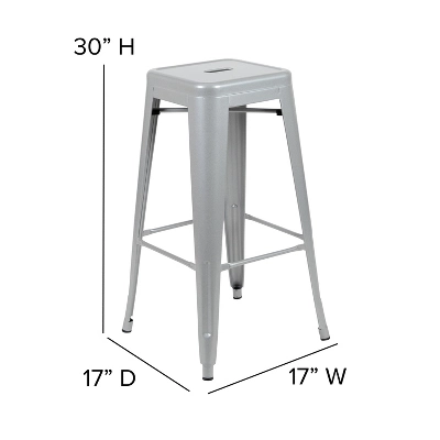 Flash Furniture Cierra Set Of 4 Commercial Grade 30" High Backless Metal Indoor Bar Height Stools With All-Weather Poly Resin Seats 8 Flash Furniture Cierra Set Of 4 Commercial Grade 30" High Backless Metal Indoor Bar Height Stools With All-Weather Poly Resin Seats - Image 6