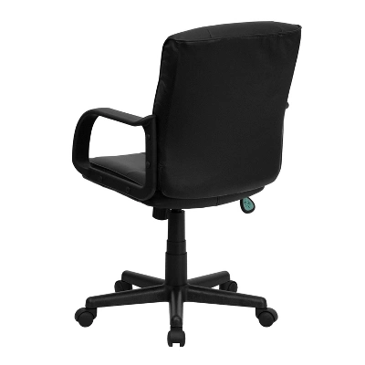 Mid-Back LeatherSoft Swivel Task Office Chair With Arms Black - Flash Furniture 4 Mid-Back LeatherSoft Swivel Task Office Chair With Arms Black - Flash Furniture - Image 2
