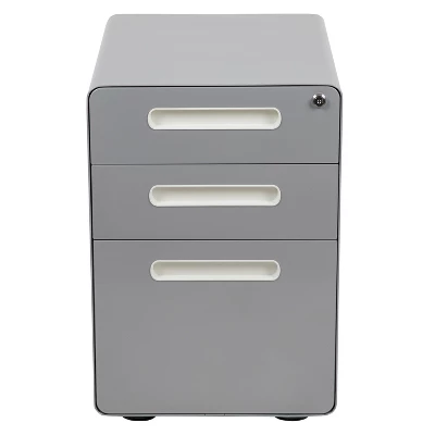 Flash Furniture Ergonomic 3-Drawer Mobile Locking Filing Cabinet With Anti-Tilt Mechanism And Hanging Drawer For Legal & Letter Files 4 Flash Furniture Ergonomic 3-Drawer Mobile Locking Filing Cabinet With Anti-Tilt Mechanism And Hanging Drawer For Legal & Letter Files - Image 2