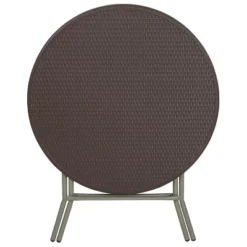 Flash Furniture 2.6-Foot Round Brown Rattan Plastic Folding Table -Flash Furniture GUEST 10c41335 48e6 41b6 b609 2dcdc4a5710c