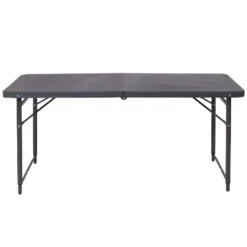 Flash Furniture 4-Foot Height Adjustable Bi-Fold Dark Gray Plastic Folding Table With Carrying Handle -Flash Furniture GUEST 10e14220 3526 41b8 9ee9 30cf35e7744b