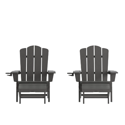 Flash Furniture Newport HDPE Adirondack Chair With Cup Holder And Pull Out Ottoman, All-Weather HDPE Indoor/Outdoor Lounge Chair 14 Flash Furniture Newport HDPE Adirondack Chair With Cup Holder And Pull Out Ottoman, All-Weather HDPE Indoor/Outdoor Lounge Chair - Image 12