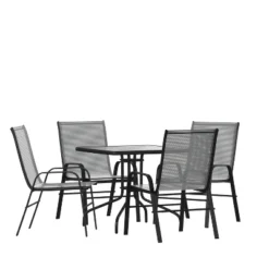 Flash Furniture 5 Piece Outdoor Patio Dining Set - Tempered Glass Patio Table, 4 Flex Comfort Stack Chairs 23 Flash Furniture 5 Piece Outdoor Patio Dining Set - Tempered Glass Patio Table, 4 Flex Comfort Stack Chairs -Flash Furniture GUEST 11755afb 3452 4bf4 b90f 32f1a091f332