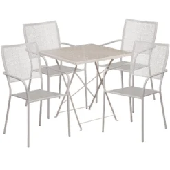 Flash Furniture Oia Commercial Grade 28" Square Indoor-Outdoor Steel Folding Patio Table Set With 4 Square Back Chairs -Flash Furniture GUEST 121ac1bf d283 4994 a53b a1f53e1c614b