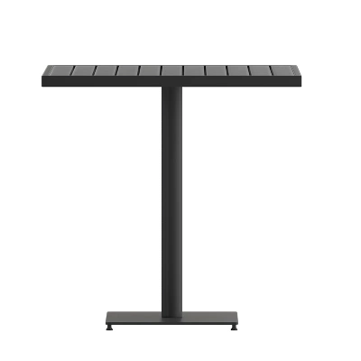 Flash Furniture Outdoor Patio Bistro Dining Table With Faux Teak Poly Slats 10 Flash Furniture Outdoor Patio Bistro Dining Table With Faux Teak Poly Slats - Image 8