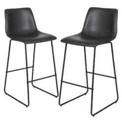 Flash Furniture 30 Inch Commercial Grade LeatherSoft Bar Height Barstools, Set Of 2 -Flash Furniture GUEST 12f0aa07 c5e5 42a1 99e9 950193180614