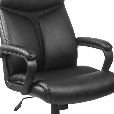 Flash Furniture Raya High Back Black LeatherSoft Executive Swivel Office Chair With Slight Mesh Accent And Arms 7 Flash Furniture Raya High Back Black LeatherSoft Executive Swivel Office Chair With Slight Mesh Accent And Arms - Image 5