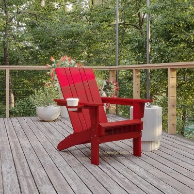 Flash Furniture Halifax Adirondack Chair With Cup Holder, Weather Resistant HDPE Adirondack Chair 3 Flash Furniture Halifax Adirondack Chair With Cup Holder, Weather Resistant HDPE Adirondack Chair