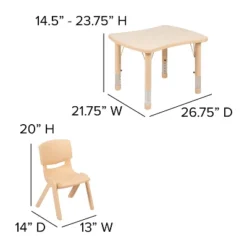 Flash Furniture 21.875"W X 26.625"L Rectangular Plastic Height Adjustable Activity Table Set With 2 Chairs -Flash Furniture GUEST 167c5033 6c12 4e77 b322 31131b56b2b8