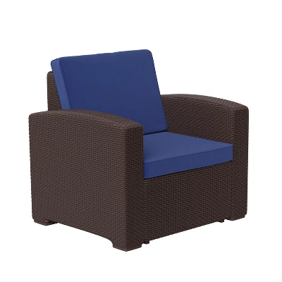 Flash Furniture Seneca Faux Rattan Chair With All-Weather Cushion 12 Flash Furniture Seneca Faux Rattan Chair With All-Weather Cushion - Image 10