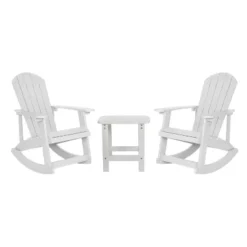 Flash Furniture Set Of 2 Savannah All-Weather Poly Resin Wood Adirondack Rocking Chairs With Side Table -Flash Furniture GUEST 1717ecd0 678b 4b53 8bc1 4806cd9ab273