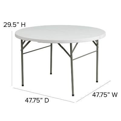 Flash Furniture 4-Foot Round Bi-Fold Granite White Plastic Banquet And Event Folding Table With Carrying Handle 5 Flash Furniture 4-Foot Round Bi-Fold Granite White Plastic Banquet And Event Folding Table With Carrying Handle - Image 3