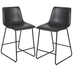 Flash Furniture 24 Inch Commercial Grade LeatherSoft Counter Height Barstools, Set Of 2 -Flash Furniture GUEST 18e59c15 2c3e 4775 9779 a8e40c4bb90f