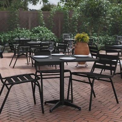 Flash Furniture Mellie 31.5'' Square Aluminum Indoor-Outdoor Table With Base 3 Flash Furniture Mellie 31.5'' Square Aluminum Indoor-Outdoor Table With Base