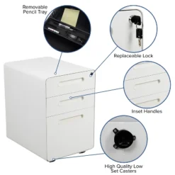 Flash Furniture Work From Home Kit - White Adjustable Computer Desk, LeatherSoft Office Chair And Inset Handle Locking Mobile Filing Cabinet -Flash Furniture GUEST 1957be9a 7ebf 4299 957a 3c874fc7007e