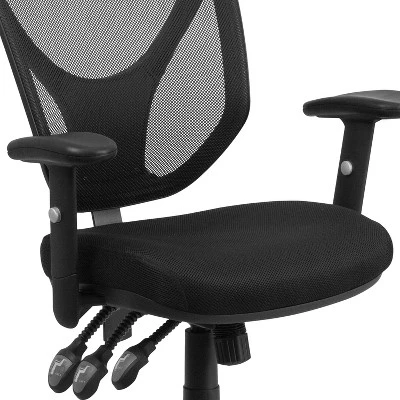 Flash Furniture Mid-Back Black Mesh Multifunction Swivel Ergonomic Task Office Chair With Adjustable Arms 7 Flash Furniture Mid-Back Black Mesh Multifunction Swivel Ergonomic Task Office Chair With Adjustable Arms - Image 5