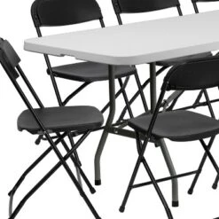Flash Furniture 8' Bi-Fold Granite White Plastic Event/Training Folding Table Set With 10 Folding Chairs -Flash Furniture GUEST 19bd29ee d6c7 423a bf7b d89a27c4aaf8