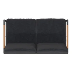 Flash Furniture Indoor/Outdoor Patio Loveseat With Cushions - Modern Aluminum Framed Loveseat With Teak Accent Arms -Flash Furniture GUEST 19e0110c b7e2 48c7 936a f9203d990044