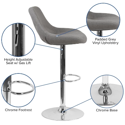 Flash Furniture Contemporary Adjustable Height Gas Lift Swivel Bar Stool With Support Pillow - Kitchen Dining Stool 6 Flash Furniture Contemporary Adjustable Height Gas Lift Swivel Bar Stool With Support Pillow - Kitchen Dining Stool - Image 4