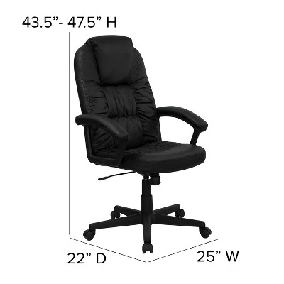 Flash Furniture Hansel High Back Black LeatherSoft Executive Swivel Office Chair With Arms 5 Flash Furniture Hansel High Back Black LeatherSoft Executive Swivel Office Chair With Arms - Image 3