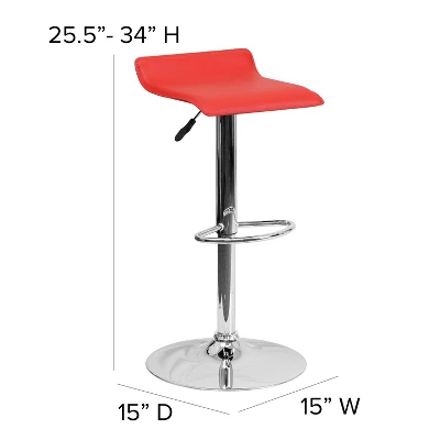 Flash Furniture Contemporary Vinyl Adjustable Height Barstool With Solid Wave Seat And Chrome Base 5 Flash Furniture Contemporary Vinyl Adjustable Height Barstool With Solid Wave Seat And Chrome Base - Image 3