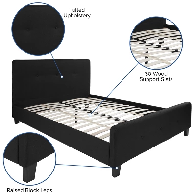 Flash Furniture Tribeca Queen Size Tufted Upholstered Platform Bed In Black Fabric 4 Flash Furniture Tribeca Queen Size Tufted Upholstered Platform Bed In Black Fabric - Image 2